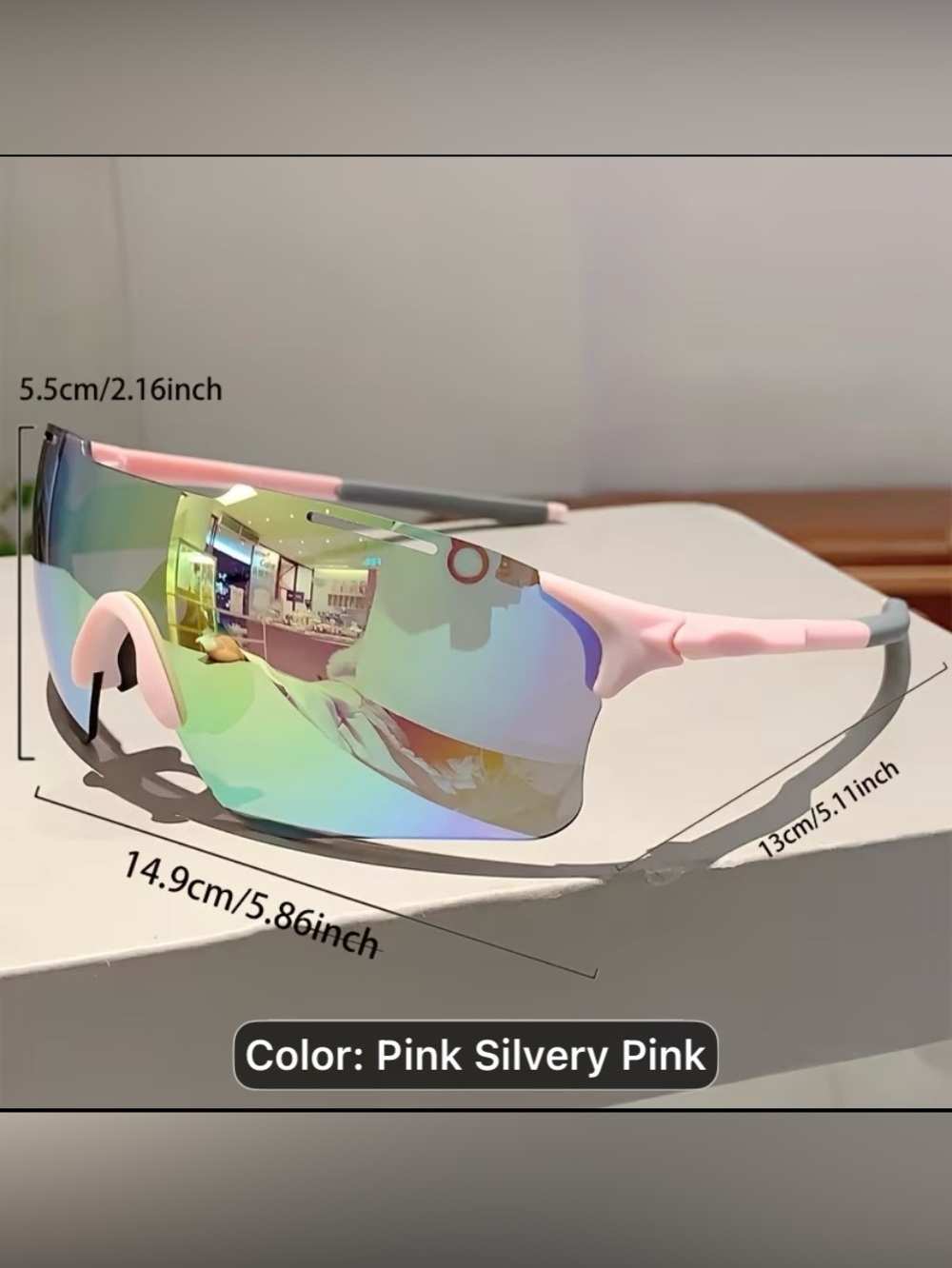 Light Pink Mirrored Wrap Sunglasses - Picture 3 of 5